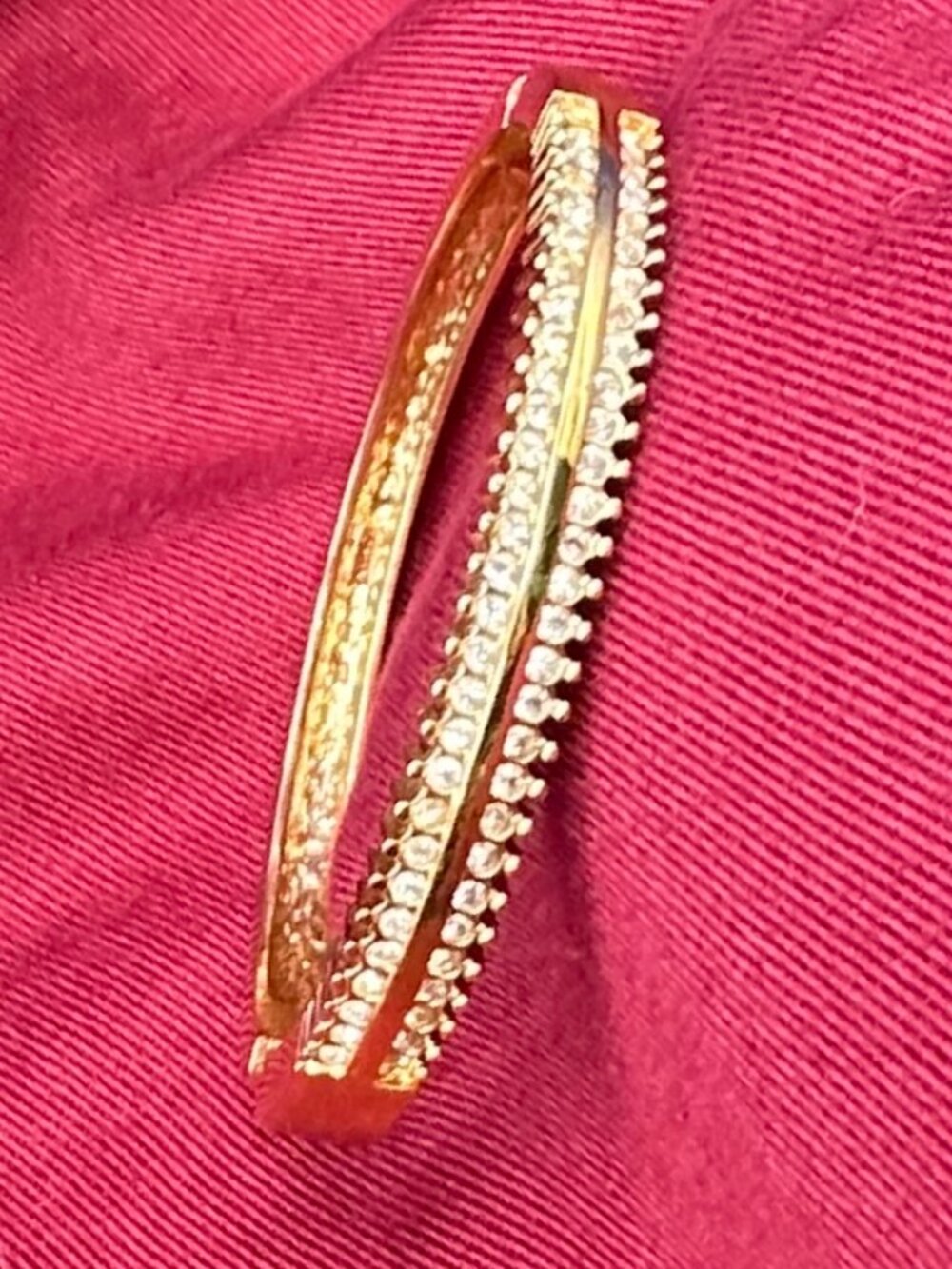 VTG Roman Gold-Tone Crystal Hinged Bracelet